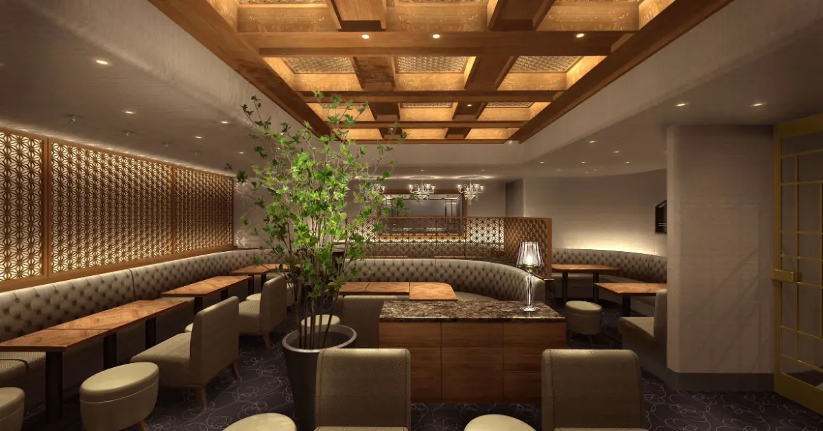 銀座アルマのメインフロア（店内内装・テーブル側から撮影）