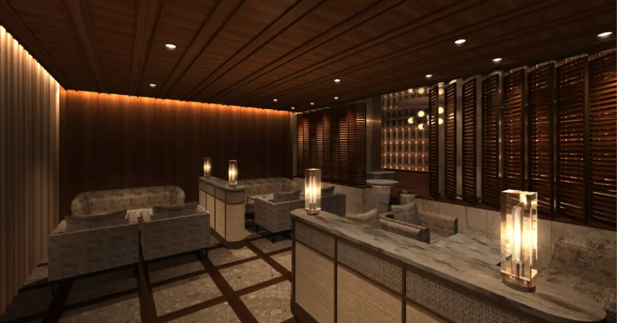 赤坂ザクラブ離れのメインフロア（店内内装・通路側から撮影） - キャバクラ体入求人