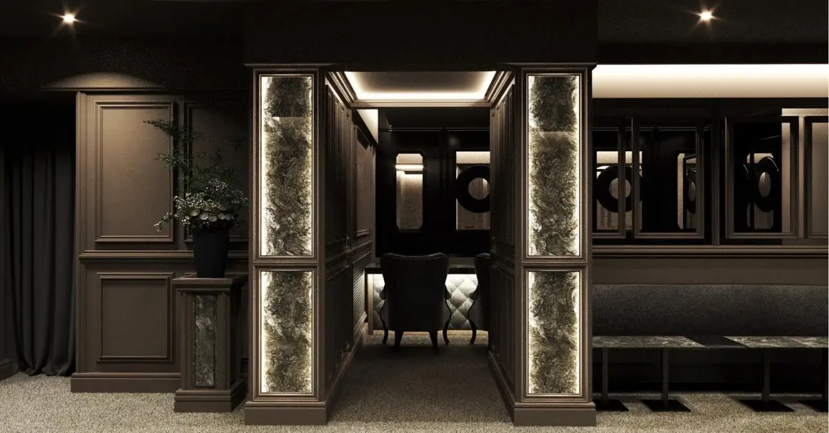 銀座オル（OLU）の通路を撮影した店内内装