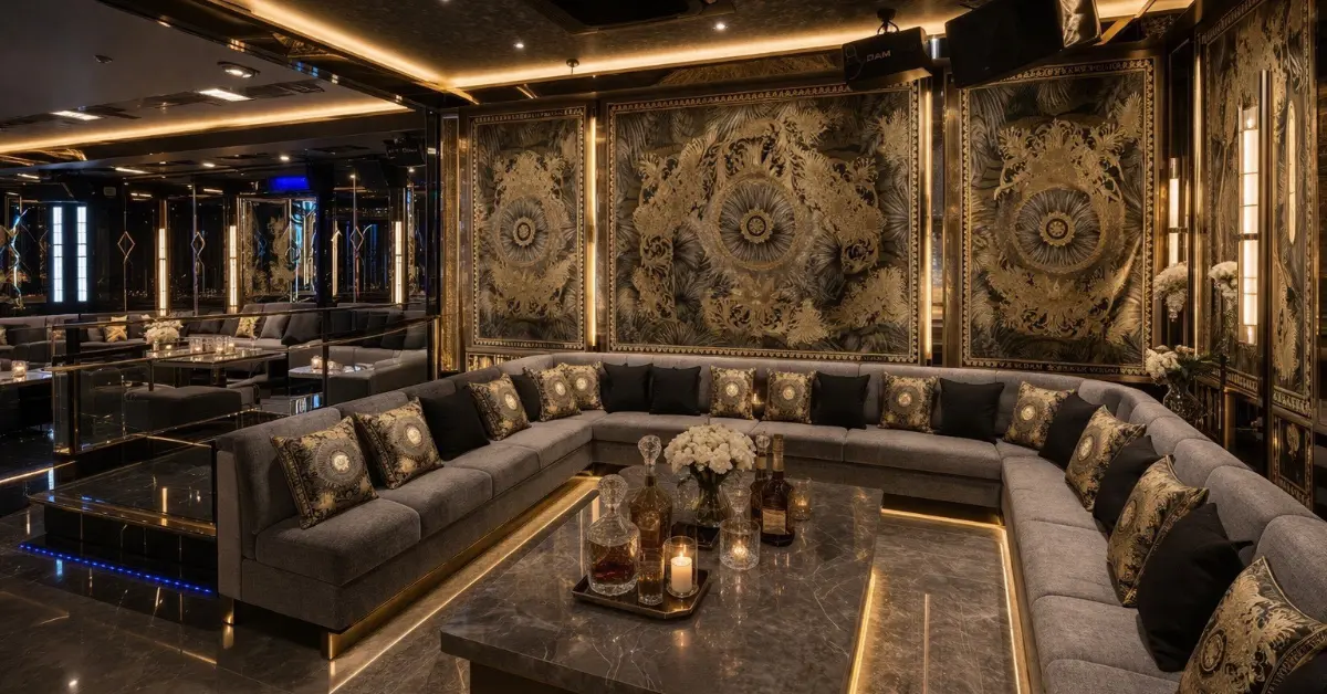 {上野 ルミナス (LIMINOUS)}のメインフロアをソファ側から撮影した店内内装